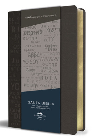 Santa Biblia Reina Valera 1960 Letra Grande piel gris con nombres de Dios